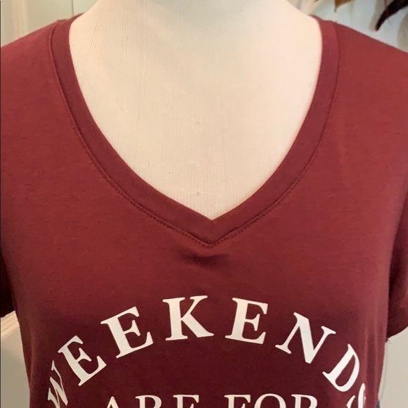 Weekends are for wine v neck tshirt - Picture 2 of 6